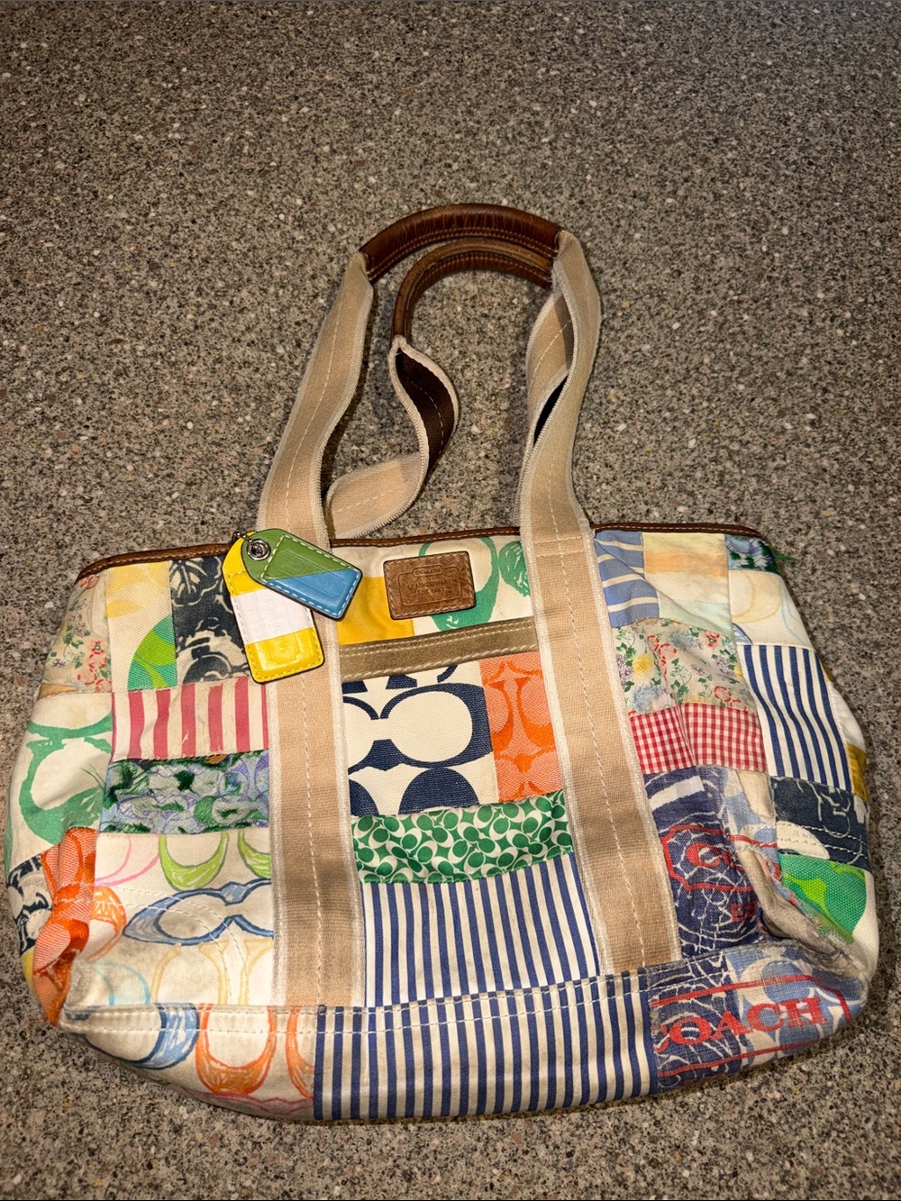 Coach hamptons patchwork scribble y2k tote bag purse